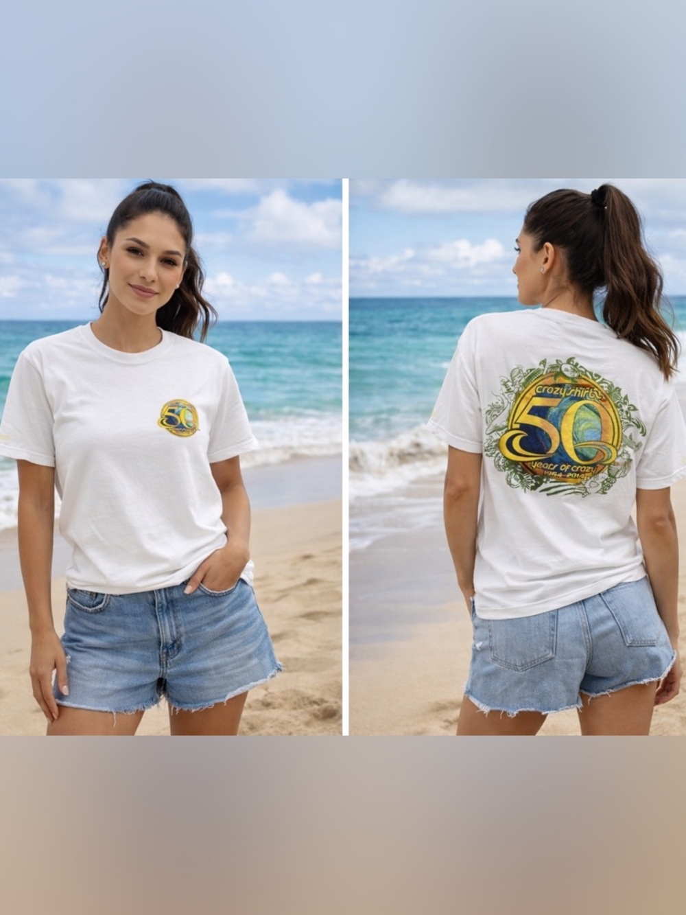 Crazy Shirts 50 Years of Crazy Commemorative Short Sleeve Graphic Tee Shirt Sz S